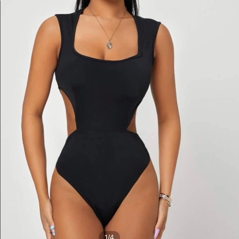 Black bodysuit with cutouts